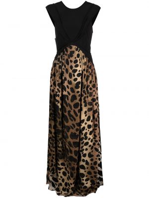 Vestido largo con estampado leopardo Just Cavalli negro