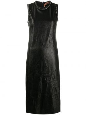 Leder kleid mit kristallen N°21 schwarz