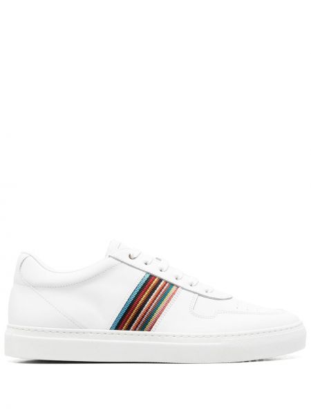 Baskets en cuir à rayures Paul Smith blanc