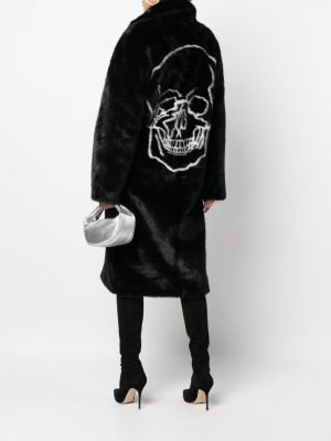Manteau de fourrure à imprimé Philipp Plein noir