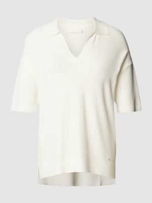 Dzianinowa bluzka z dekoltem w serek Brax biała