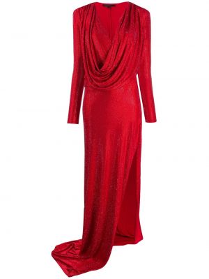 Vestido de noche manga larga Philipp Plein rojo