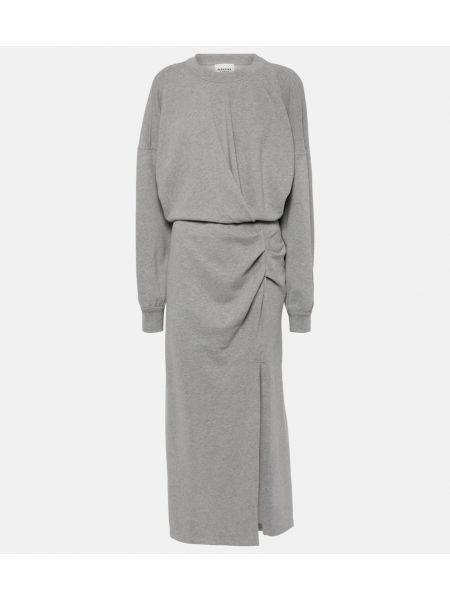 Vestido midi de algodón con volantes Marant Etoile gris