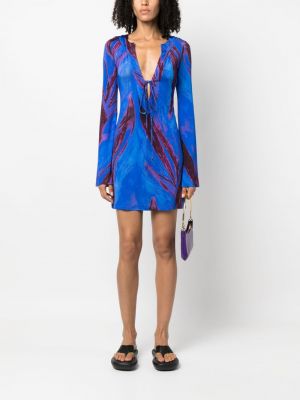 Robe à imprimé à motifs abstraits Louisa Ballou bleu