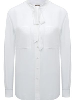 Шелковая блузка из вискозы Boss белая
