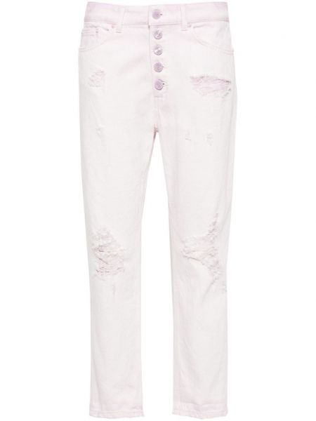 Skinny fit džinsai su nubrozdinimais Dondup rožinė