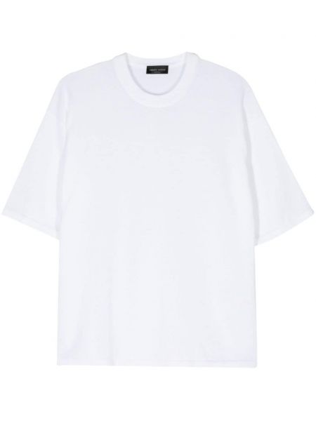 Pletené bavlnené tričko Roberto Collina biela