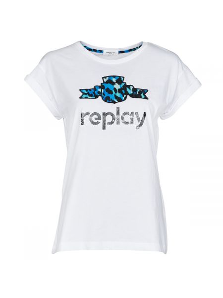 Koszulka z krótkim rękawem Replay biała