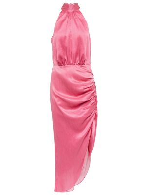 Памучна копринена миди рокля Veronica Beard розово