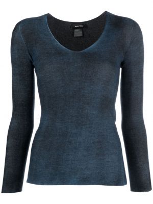 Двустранен копринен пуловер Avant Toi синьо