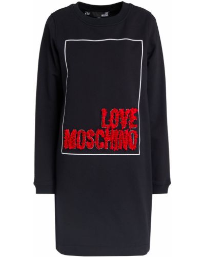 Хлопковое платье мини Love Moschino, черный