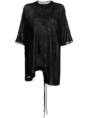 Asymetrický priehľadný sveter Y's čierna