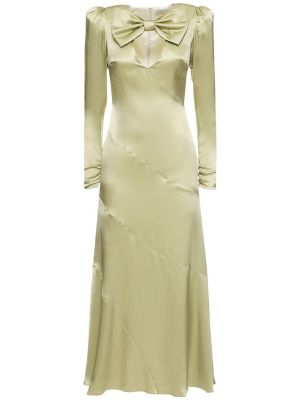 Robe mi-longue en satin en soie Alessandra Rich vert