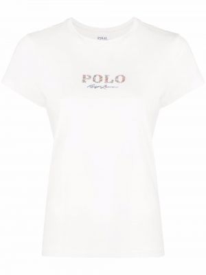 Поло тениска с мъниста Polo Ralph Lauren бяло