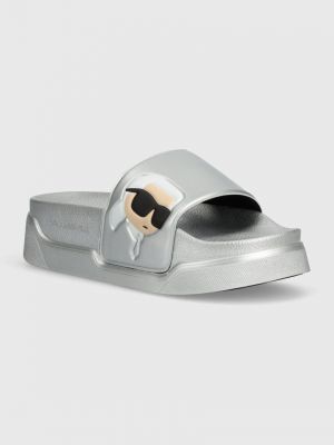 Papuci cu platformă Karl Lagerfeld argintiu