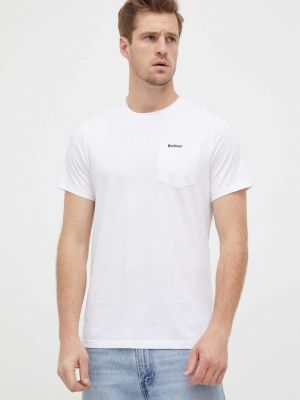 Памучна тениска с дълъг ръкав Barbour бяло