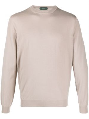Vlnený sveter s okrúhlym výstrihom Zanone béžová