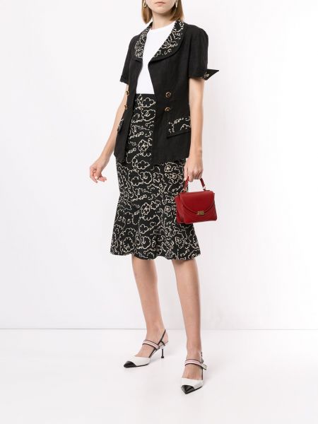 Falda de flores con estampado Chanel Pre-owned negro