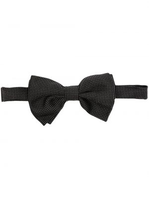 Pikčasta svilena kravata s potiskom Tagliatore črna