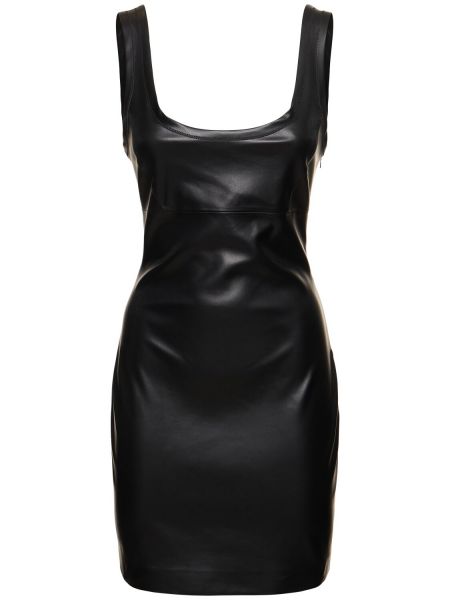 Mini vestido de cuero de cuero sintético Stand Studio negro