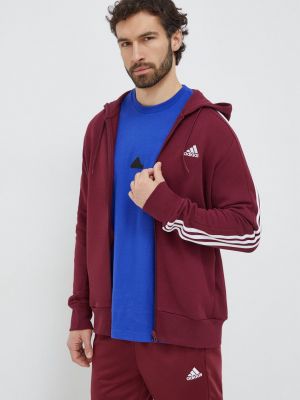 Pamučna hoodie s kapuljačom Adidas crvena