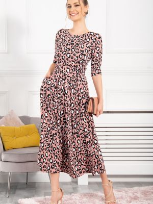 Леопардовое платье из джерси с принтом из джерси Jolie Moi розовое