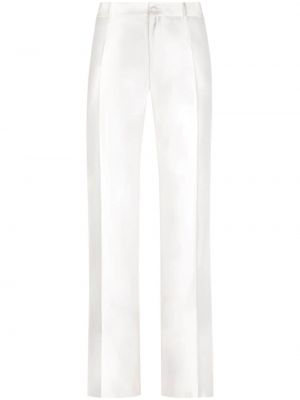 Hodvábne rovné nohavice Dolce & Gabbana biela