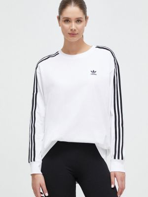 Bombažna majica z dolgimi rokavi z dolgimi rokavi Adidas Originals bela