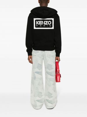 Medvilninis siuvinėtas džemperis su gobtuvu Kenzo juoda