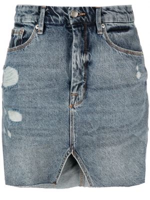 Spódnica jeansowa z przetarciami Good American niebieska