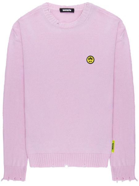 Βαμβακερός μακρύ πουλόβερ με κέντημα Barrow ροζ