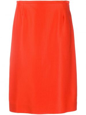 Hedvábné midi sukně s vysokým pasem na zip Jean Louis Scherrer Pre-owned - oranžová