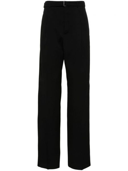 Plisované vlnené rovné nohavice Lanvin čierna