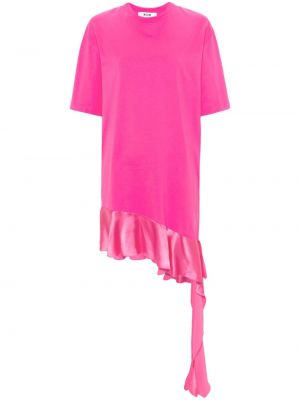 Bombažna mini obleka Msgm roza