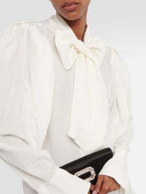 Blusa de seda de crepé Nina Ricci blanco