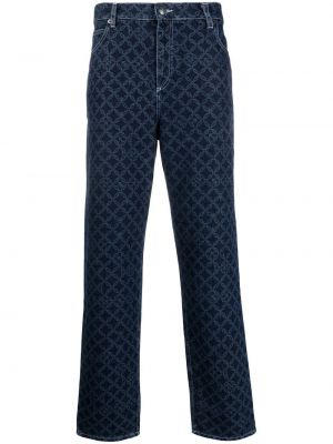 Straight leg jeans con motivo geometrico Charles Jeffrey Loverboy blu