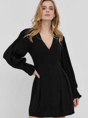 Jednobarevné viskózové mini šaty Victoria Beckham - černá