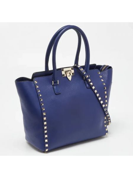 Bolso shopper de cuero Valentino Vintage azul