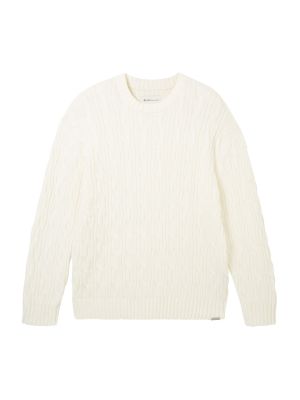 Пуловер Tom Tailor Denim бяло