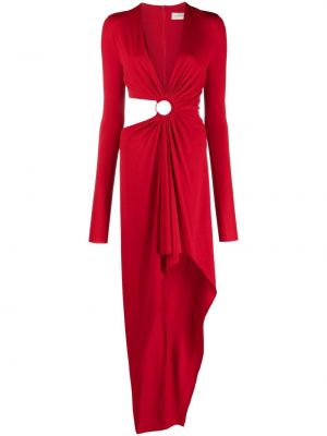Sukienka długa z dekoltem w serek Alexandre Vauthier czerwona