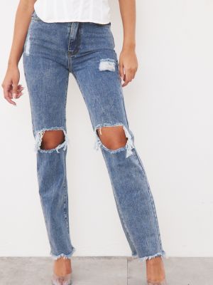 Рваные прямые джинсы с высокой талией Prettylittlething