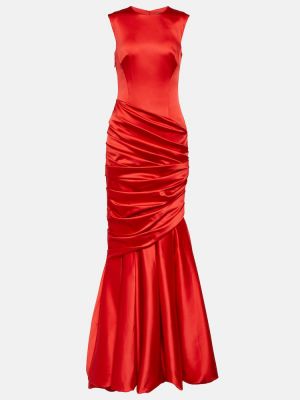 Satynowa sukienka długa Rasario czerwona