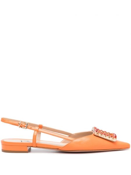 Полуотворени обувки с катарама с кристали Roberto Festa оранжево