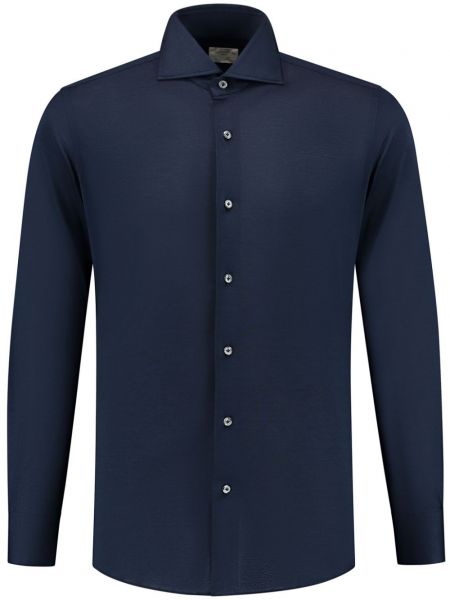 Μακρύ πουκάμισο με κουμπιά Finamore 1925 Napoli μπλε