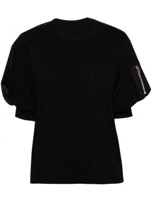 Памучна тениска Sacai черно