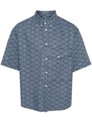 Rifľová košeľa s potlačou Kenzo modrá