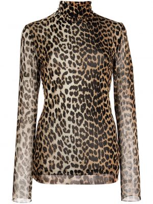 Leopard trykt lang topp Ganni brun