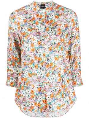 Копринена блуза на цветя с принт Aspesi розово