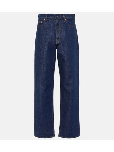 Voľné džínsy s rovným strihom s nízkym pásom Gucci modrá