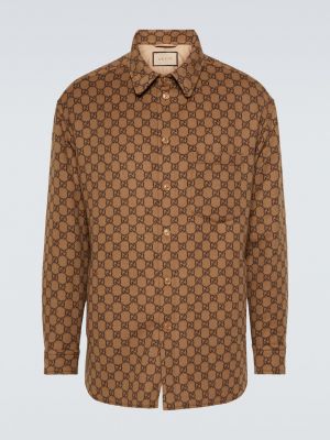 Шерстяная рубашка Gucci коричневая
